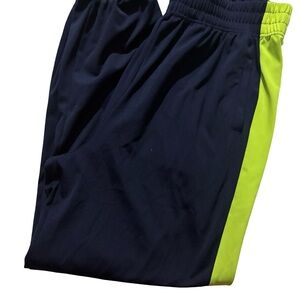 Zenana Outfitters Navy Track Pants with Lime Side Stripe